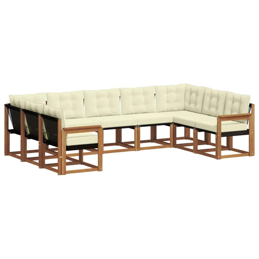 Set di divani da esterno con cuscino 9 pcs Naturale e Crema