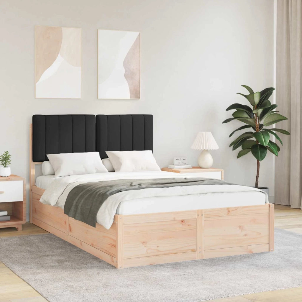 Letto con Testiera Rivestita Nero 120 x 190 cm Pino massello