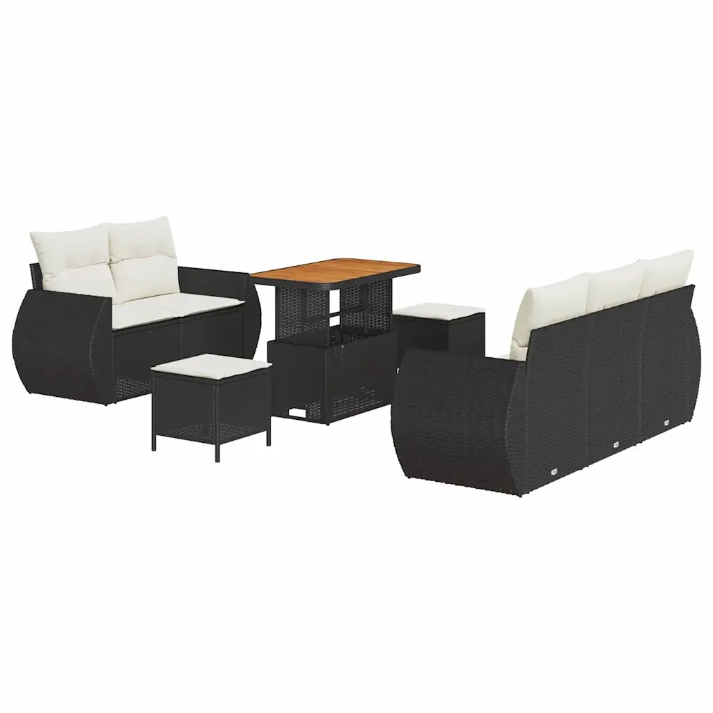 Set Divano da Giardino 8 pcs Nero polyrattan 3361820