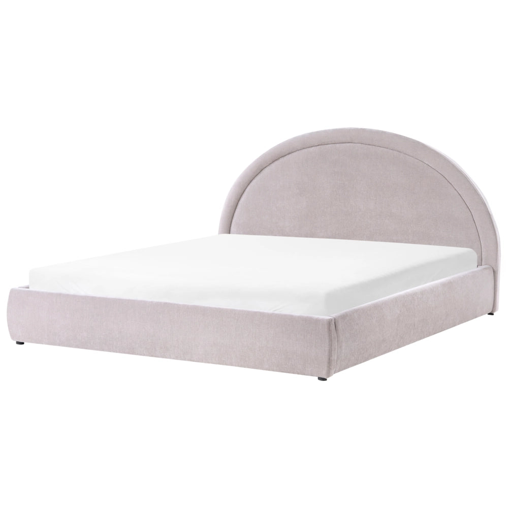 Letto imbottito in tessuto di ciniglia di ciniglia tortora 180 x 200 cm contenitore rialzabile con testiera e rete a doghe