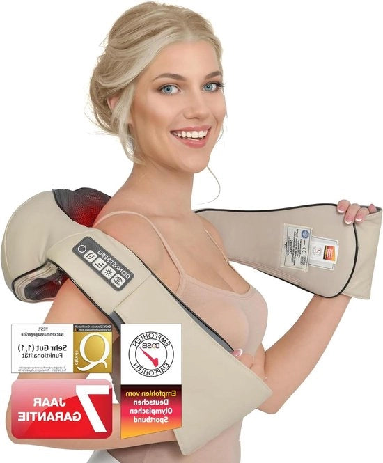 Apparecchio massaggiante collo e spalle - 7 anni di garanzia - Massaggio Shiatsu collo per dolori muscolari - Infrarosso - Alleviamento del dolore e rilassamento in auto, in ufficio o a casa Apparecchio massaggiante ginocchio