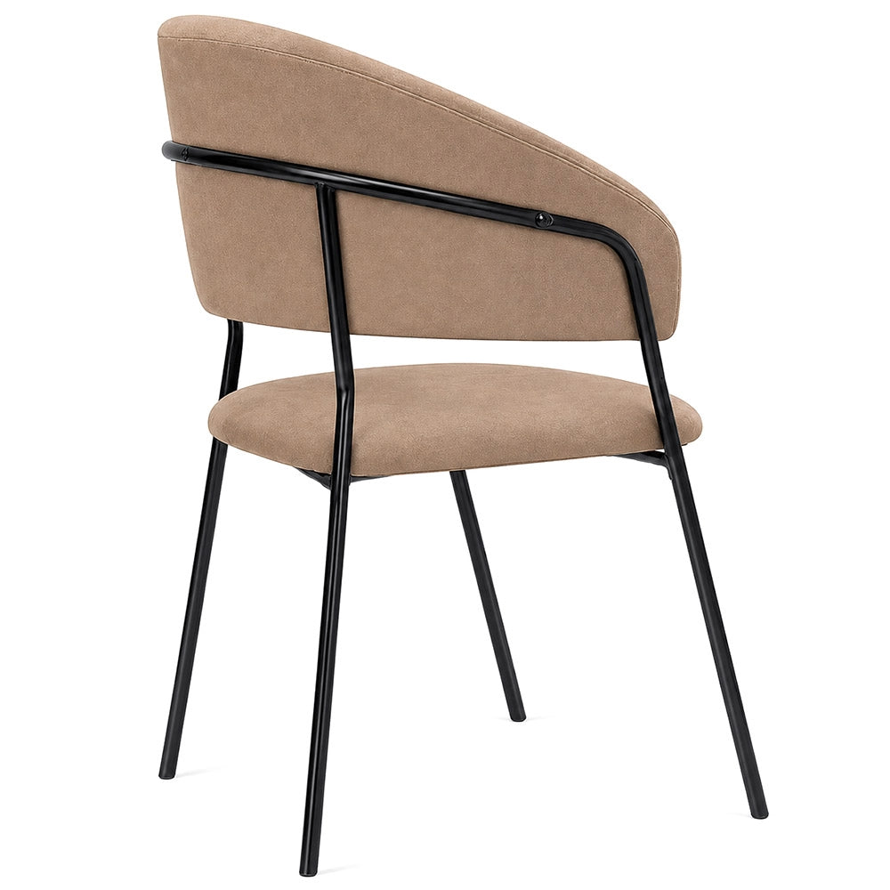 Sedie da pranzo set da 4 Aurelia in velluto grigio tortora con gambe nere