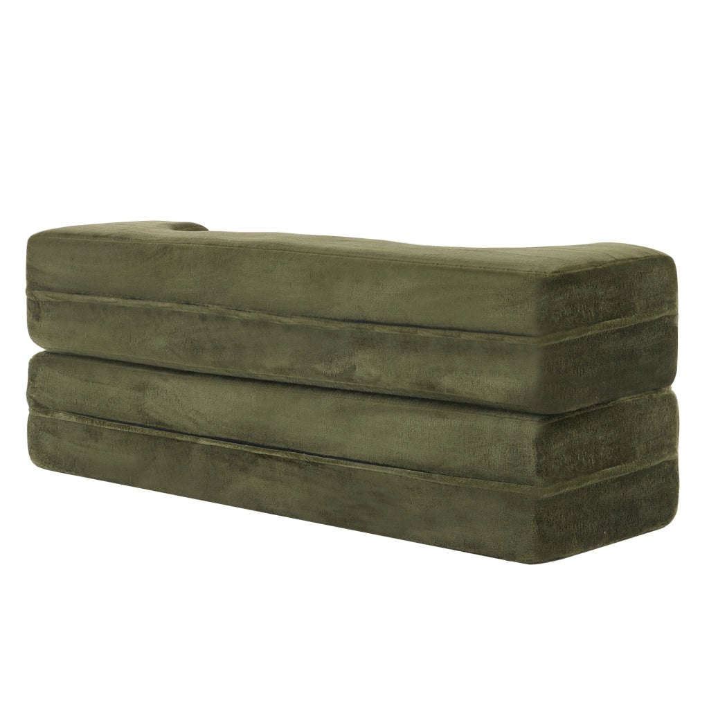 Divano letto futon pieghevole senza montaggio con 2 cuscini in schiuma verde moderno per soggiorno e camera ospiti