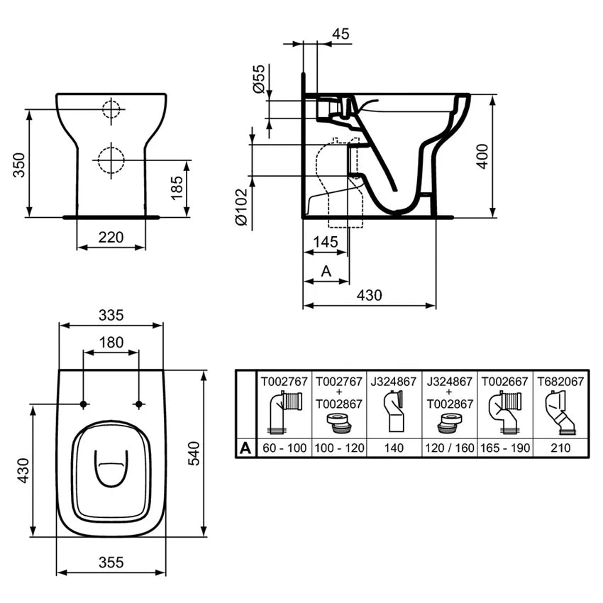 BIDET FILOMURO IDEAL STANDARD I.LIFE A MONOFORO BIANCO