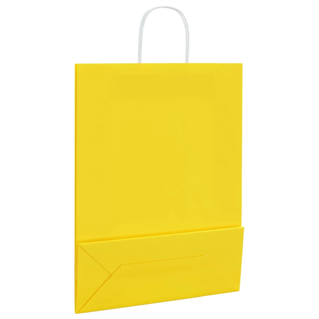 Sacchetti di Carta 250 pz con Manici Gialli 32x12x42 cm 4101788