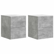 Mobiletto da notte a muro con cassetto 2 pcs Grigio Cemento