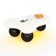Tavolino da caffè con LED 16 colori e controllo tramite app; forma nuvola; per soggiorno in MDF; 95 × 62.5 × 32 cm
