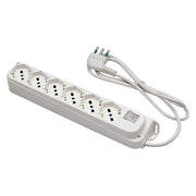 MULTIPRESA CON INTERRUTTORE 6 uscite / spina 2P+T 16A - bianca  - FANTON