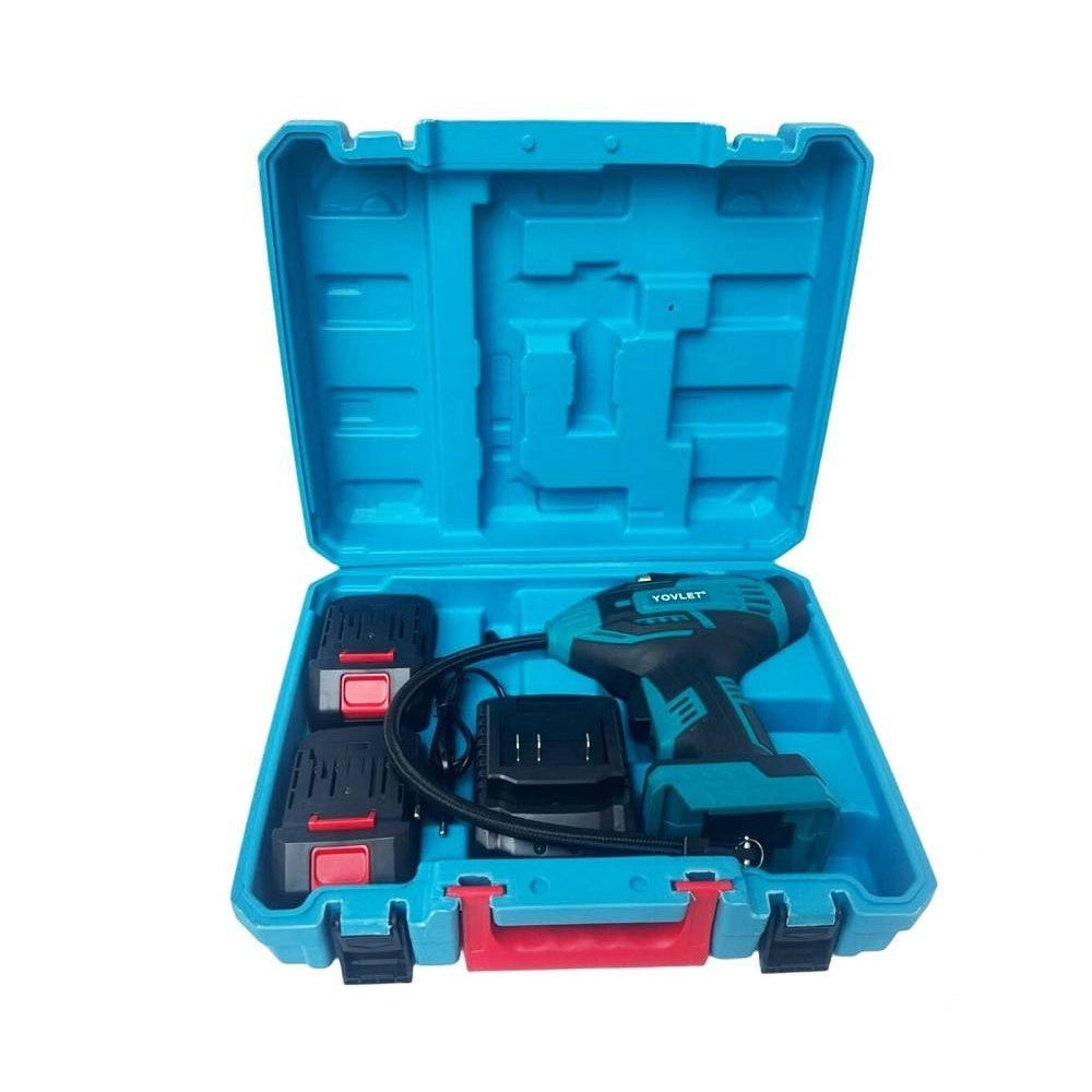 Trade Shop - Compressore Aria Portatile Doppia Batteria Litio 36 V Digitale Ruote Auto Moto -