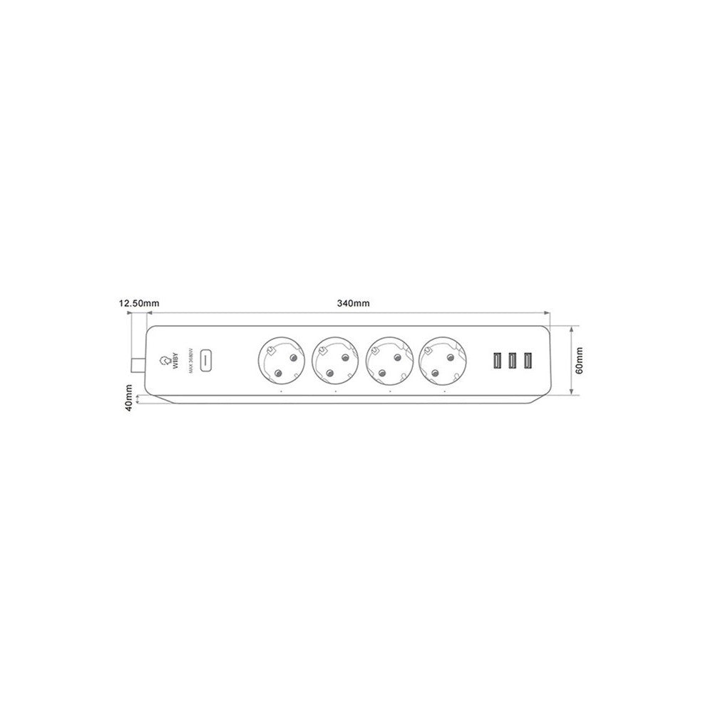 Trade Shop - Ciabatta Multipresa Smart Intelligente Wifi Con 4 Prese Ac 3 Porte Usb M3su411-eu -
