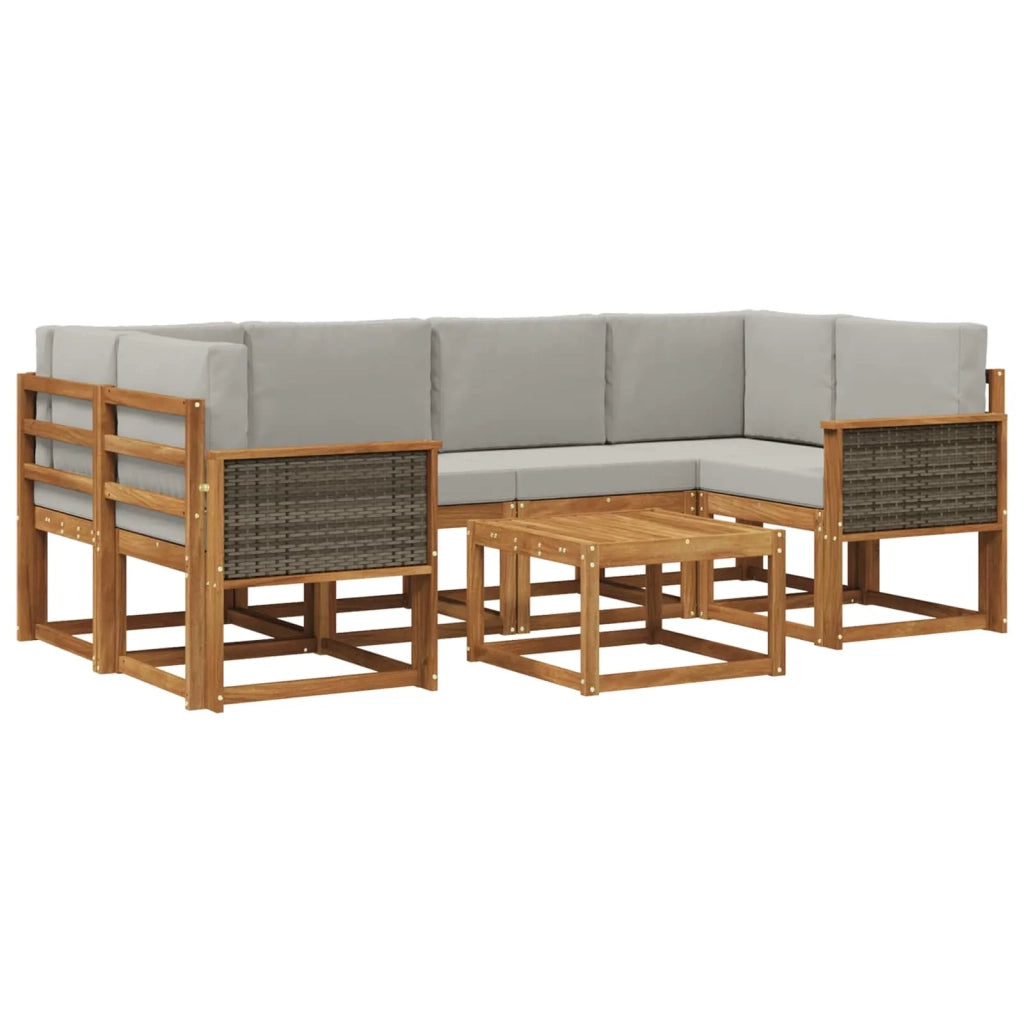 Set di divani da esterno 5 pz Naturale e Grigio Chiaro 3385027