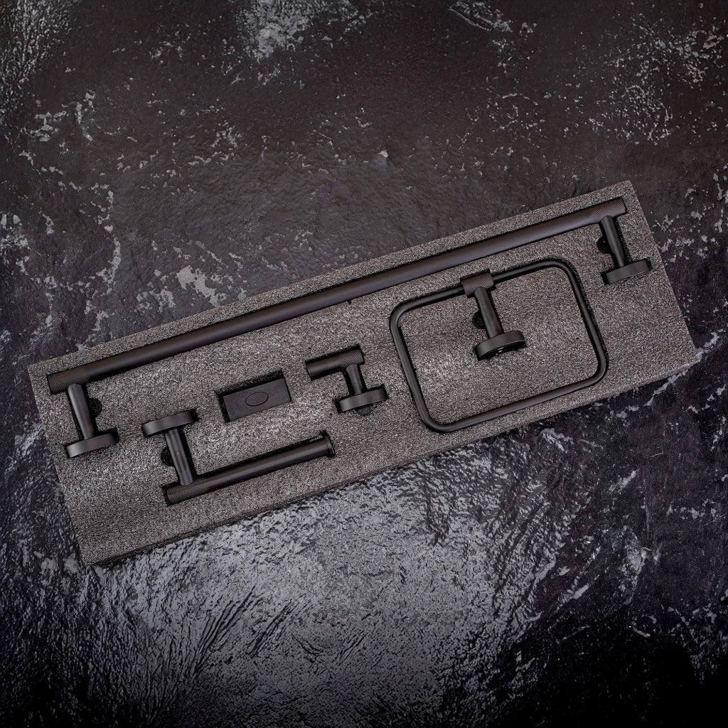 Set Accessori Da Bagno Grid Black 4 Pezzi