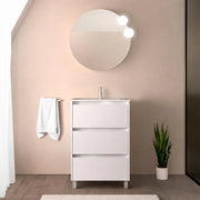 Mobile bagno 60 cm bianco lucido con lavabo ad incasso Gaya