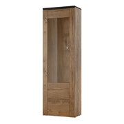 Vetrina alta design 1 porta collezione SANTIAGO. Colori rovere e nero effetto legno.