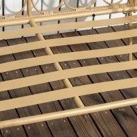 Salotto da Giardino in Rattan Stile Boho con Divano 2 Posti, 2 Poltrone e Tavolino con Vetro