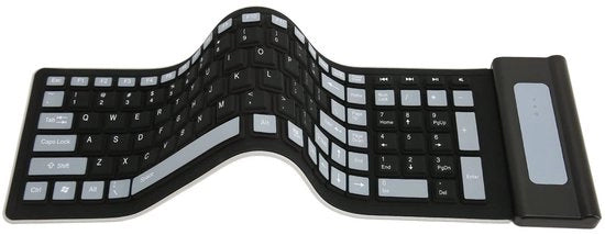 Tastiera in silicone - Pieghevole - Portatile - Impermeabile - Flessibile - 103 tasti - Adatto per laptop e tablet - Nero