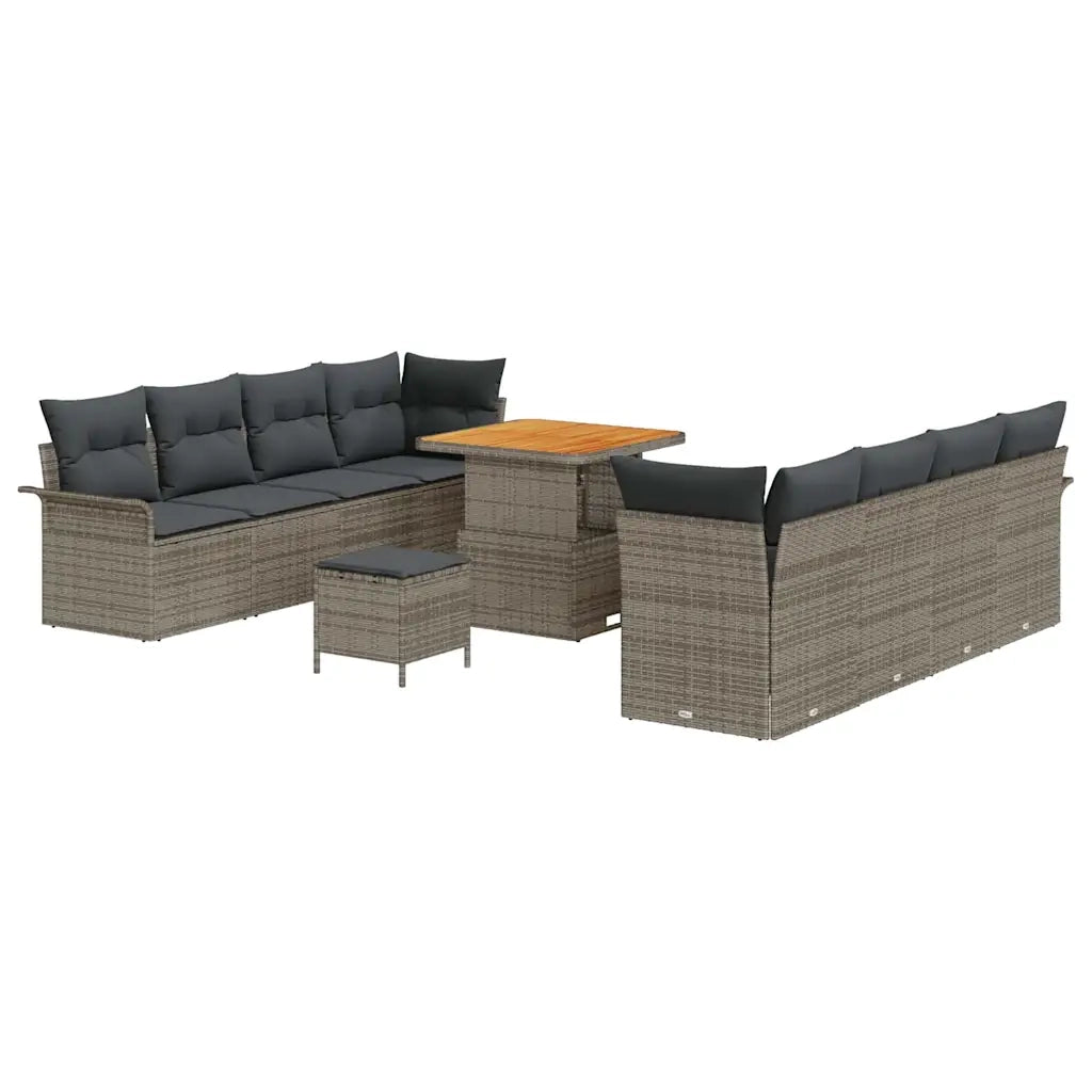 Set Divano da Giardino con cuscino 11 pcs Grigio 3364058