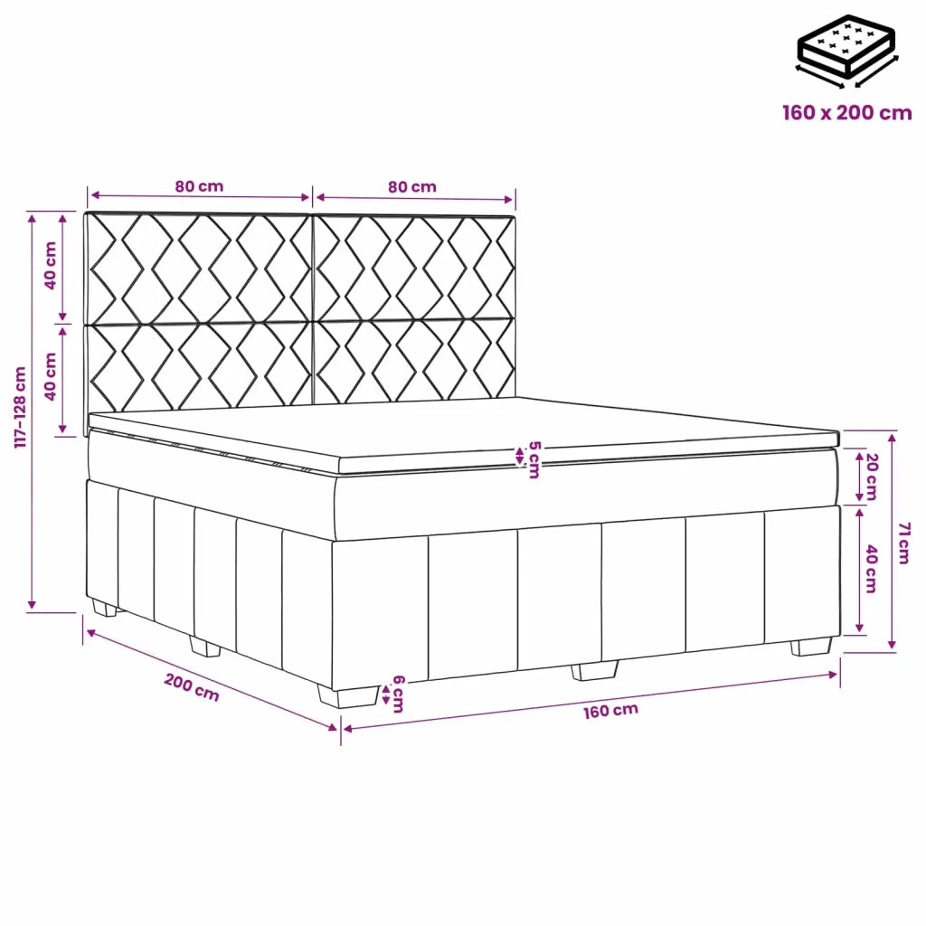 Letto box spring con materasso Grigio Chiaro 160 x 200 cm 3454183