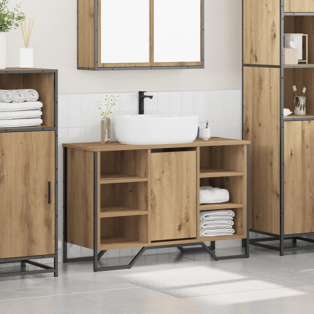 Mobile Sottolavabo Rovere Artigianale 91x35x60 cm Legno Ingegnerizzato