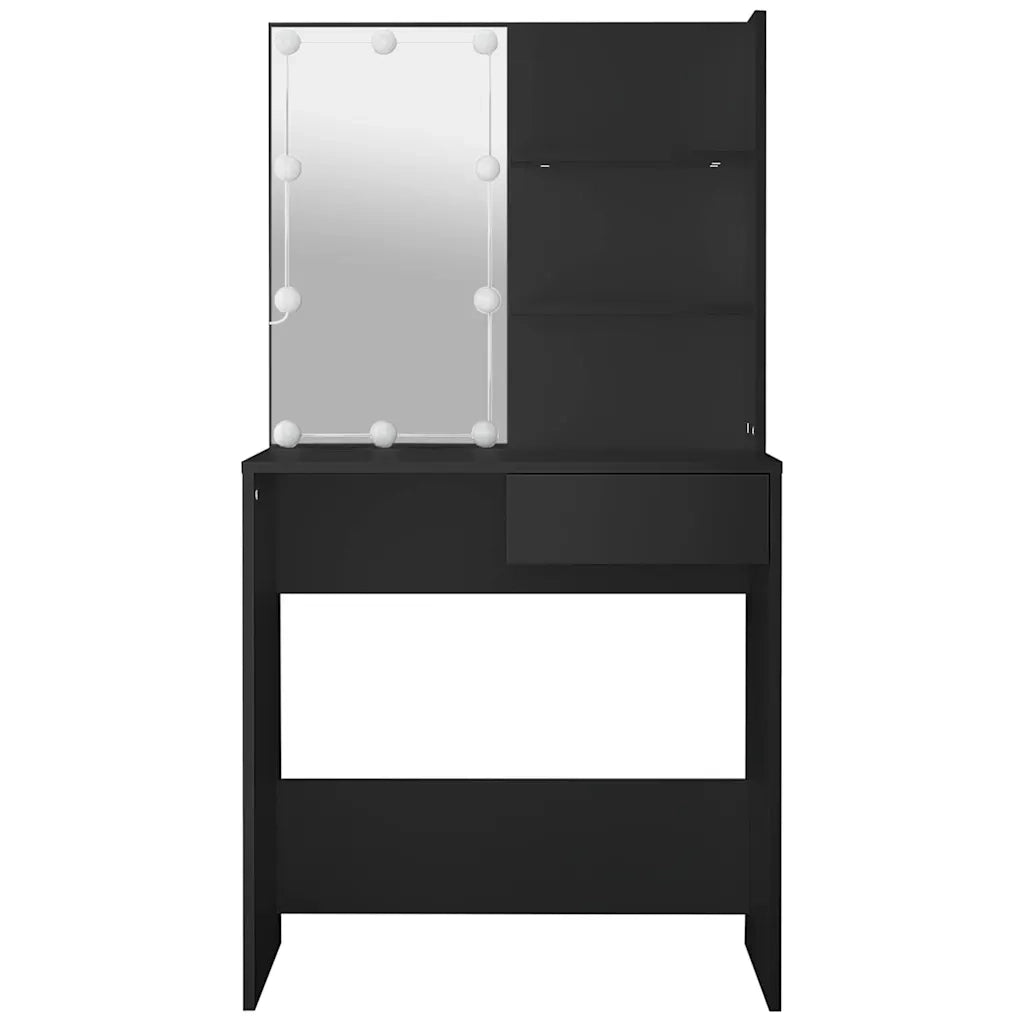 Toeletta | Tavolo da Trucco con LED Nera 74,5x40x141 cm