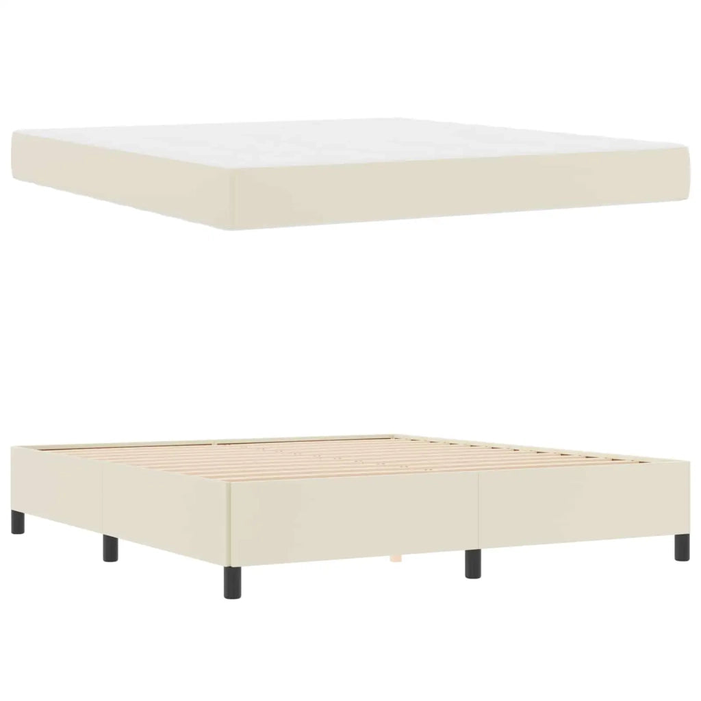 Struttura del letto con materasso Crema 180 x 200 cm Tessuto