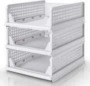 Set di 3 cassetti da abbinare, organizzatore di armadi per abbigliamento, scatola di archiviazione con pannelli, distributore, cassetti da abbinare per abbigliamento, cucina, camera da letto, bianco