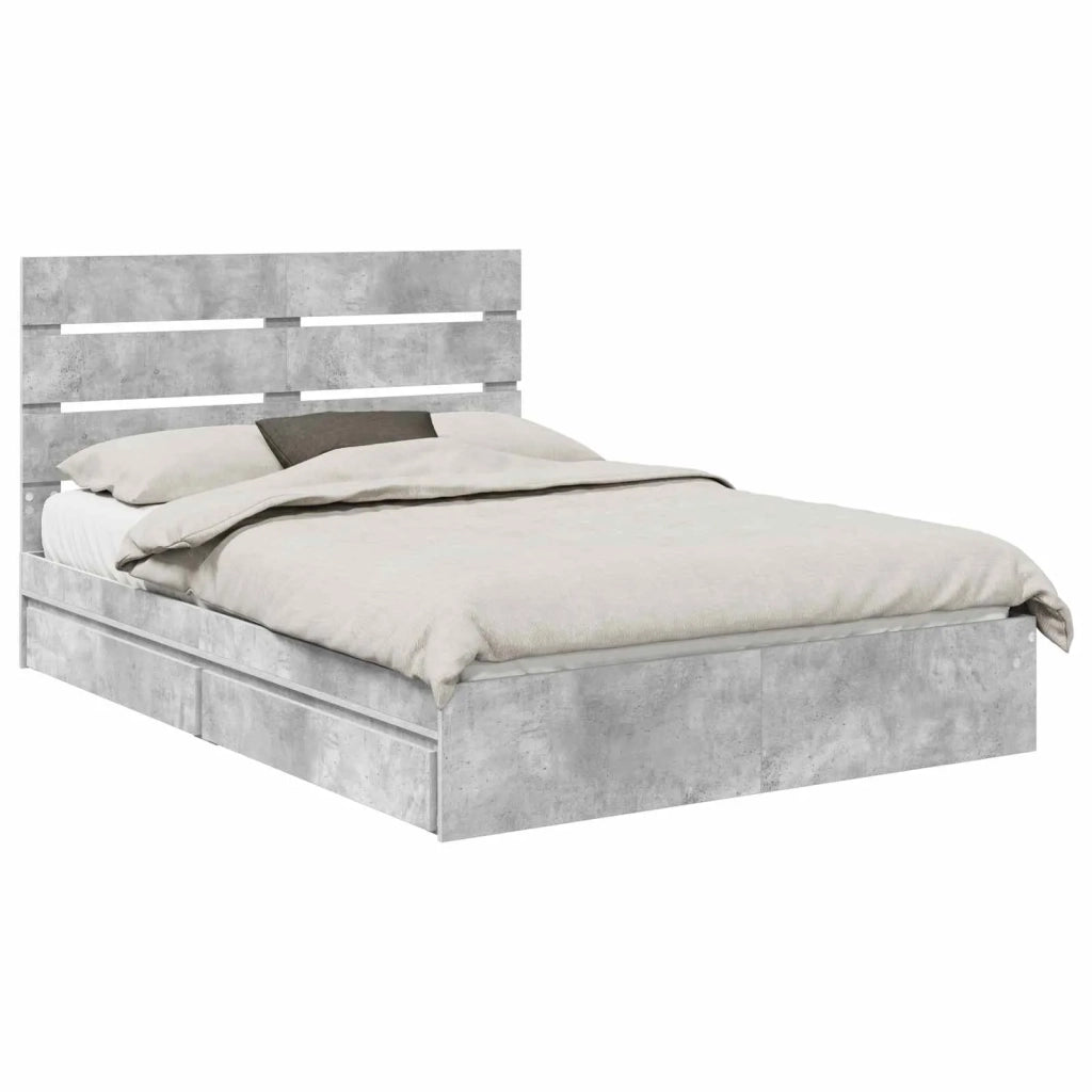 Letto con Contenitore con testiera Grigio cemento 150 x 200 cm