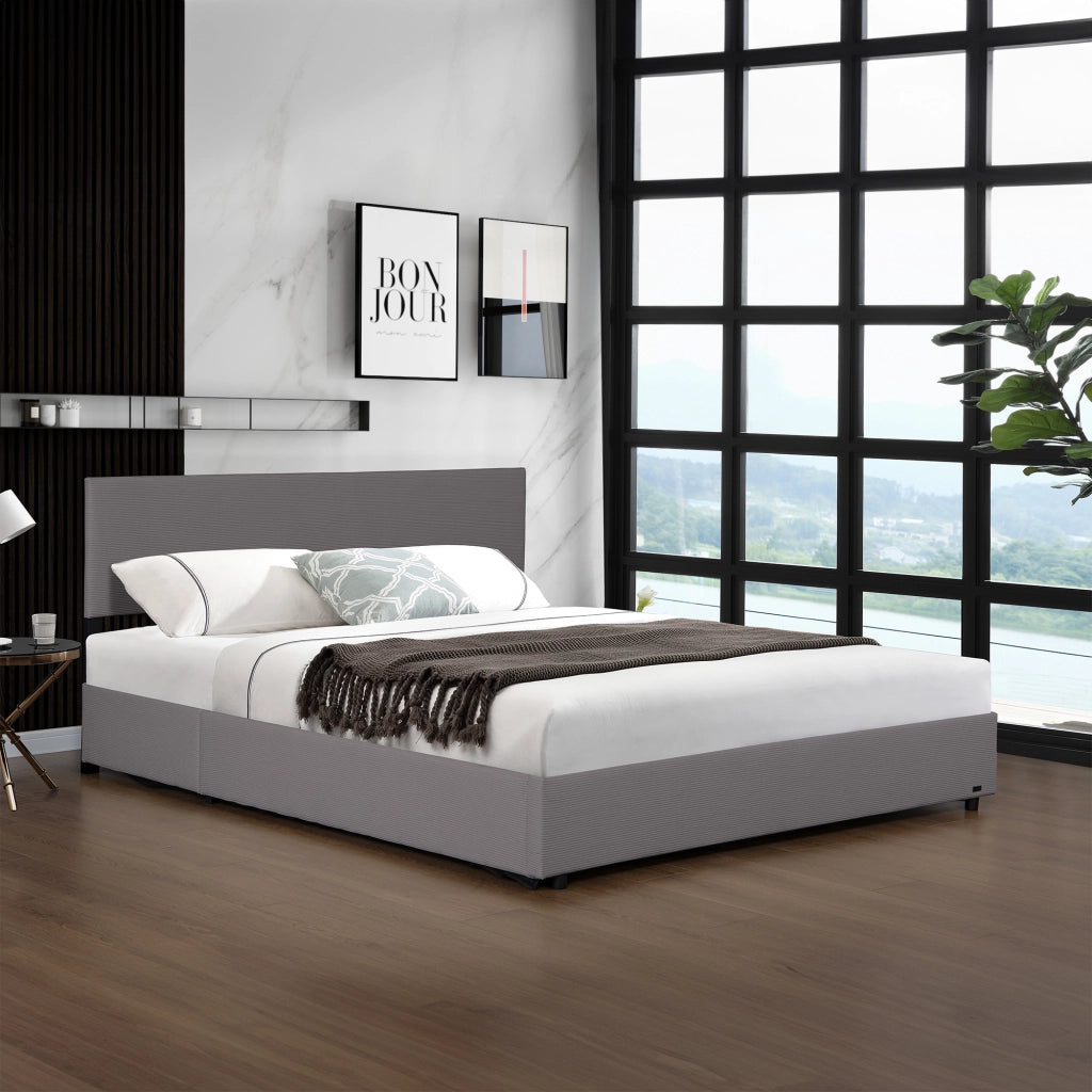 Letto Contenitore Juva con Apertura a Ribalta Letto Matrimoniale 180x200 cm Velluto a Coste Grigio Corium
