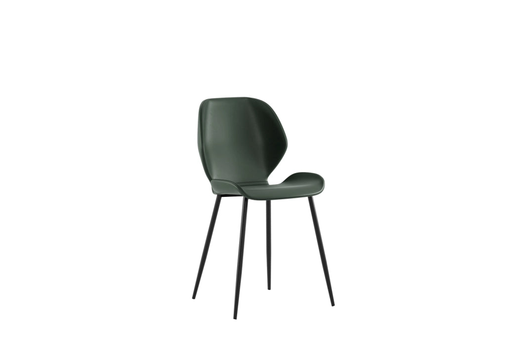 Sedia da pranzo Diana con seduta in soft-touch verde scuro e gambe in metallo nero, design vintage moderno - Sedia living di alta qualità