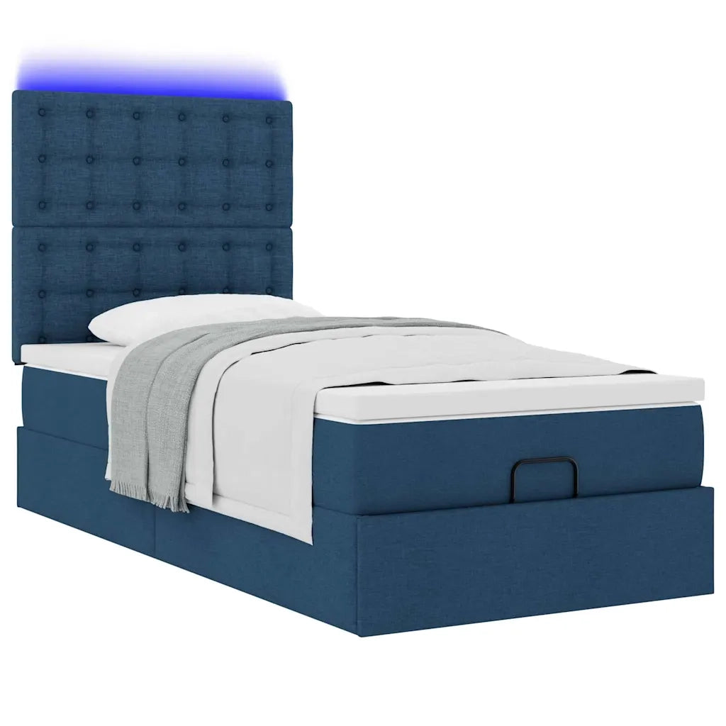 Struttura Letto Pouf con Materasso Blu 80x200 cm in Tessuto 3314133