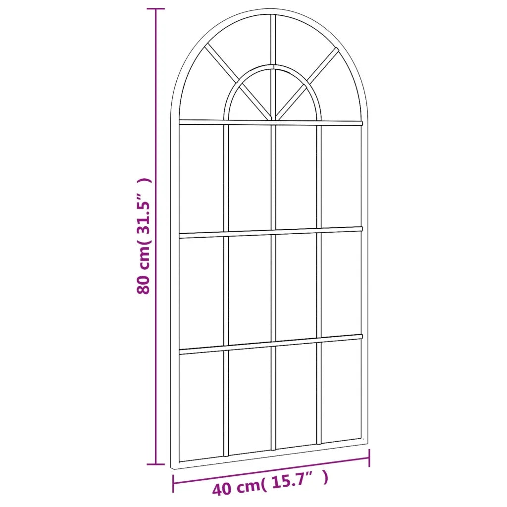 Specchio da Parete Nero 40x80 cm Arco in Ferro 358625