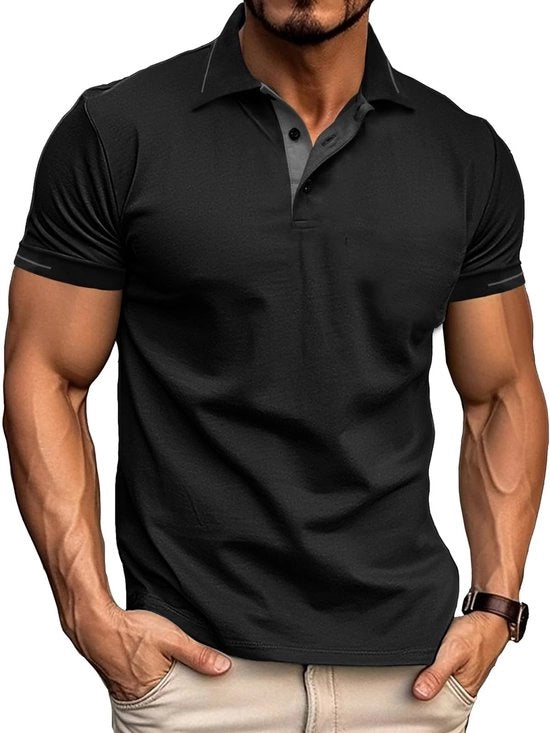 Maglione Casual Uomo Corta Manica - Adattamento Respirante Materiale - Cotone/Poliester - Chiusura a Bottone Polo Collo Alto
