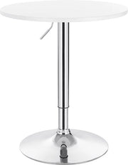 Bartafel Rotonda per Interno - Cucina - Legno - Metallo - Bianco - Regolabile in Altezza - 60x60x 68 a 88cm