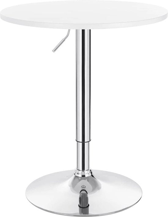 Bartafel Rotonda per Interno - Cucina - Legno - Metallo - Bianco - Regolabile in Altezza - 60x60x 68 a 88cm
