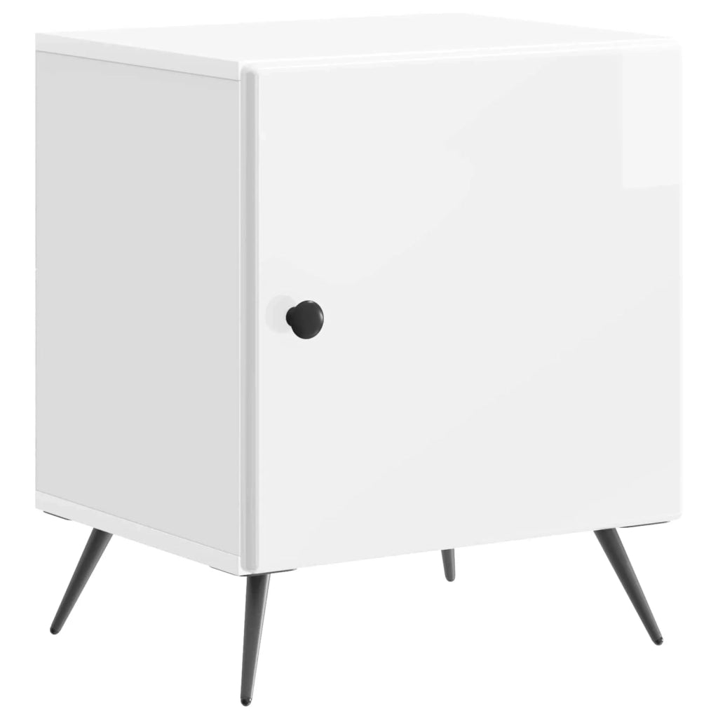 Comodino | Armadio da Notte | Mobiletto da notte Bianco Lucido 43 x 34,5 x 50 cm