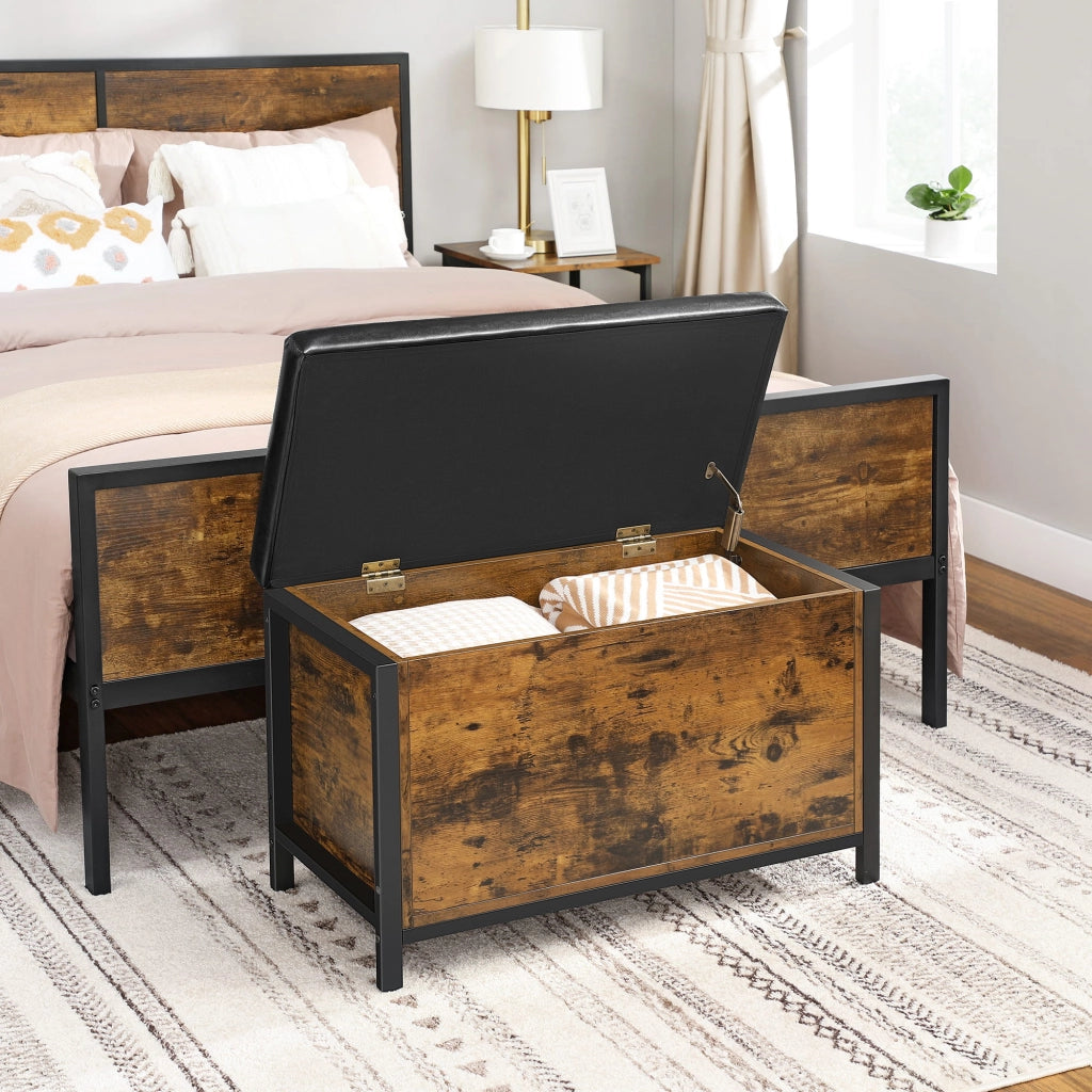 Valora BOX LSC80BX Pouf contenitore marrone rustico per soggiorno