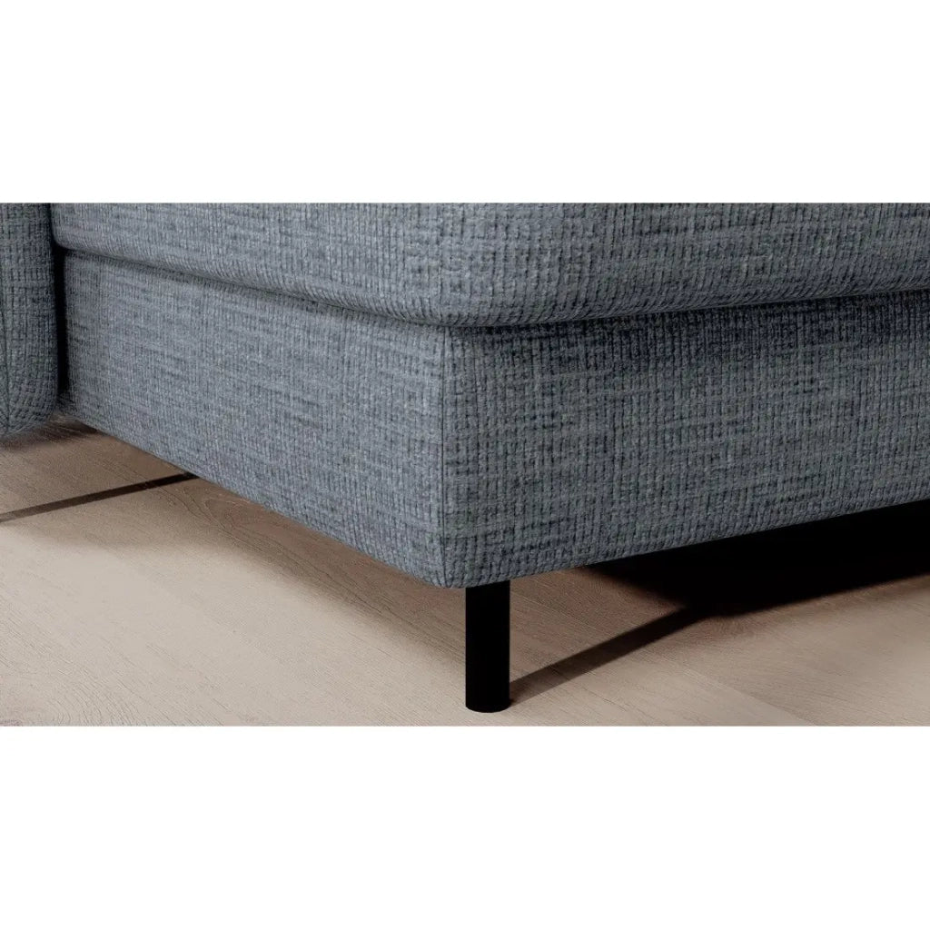 Divano angolare convertibile BERTHO 306 cm blu grigio - Angolo sinistro con contenitore