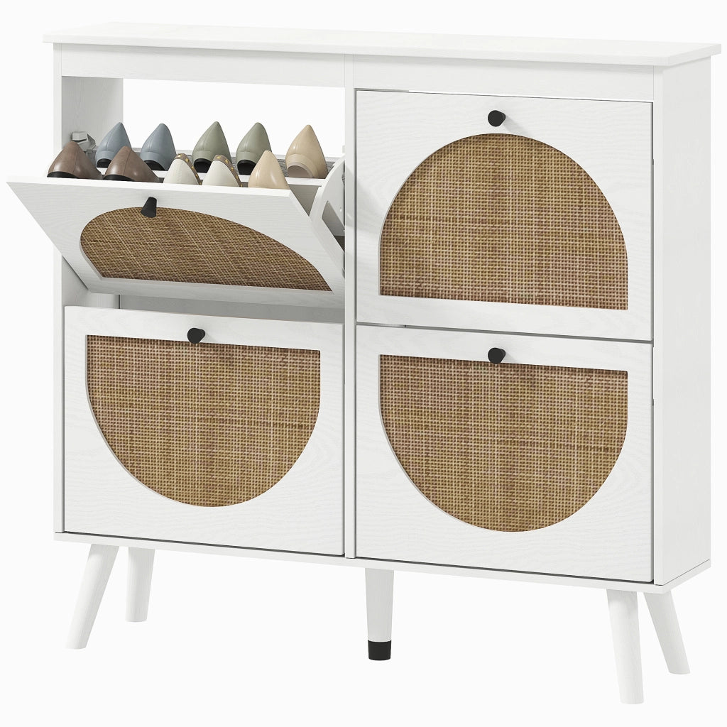 Scarpiera con ripiano regolabile ¨C zephmum ¨C bianco 105x24x97.5 cm