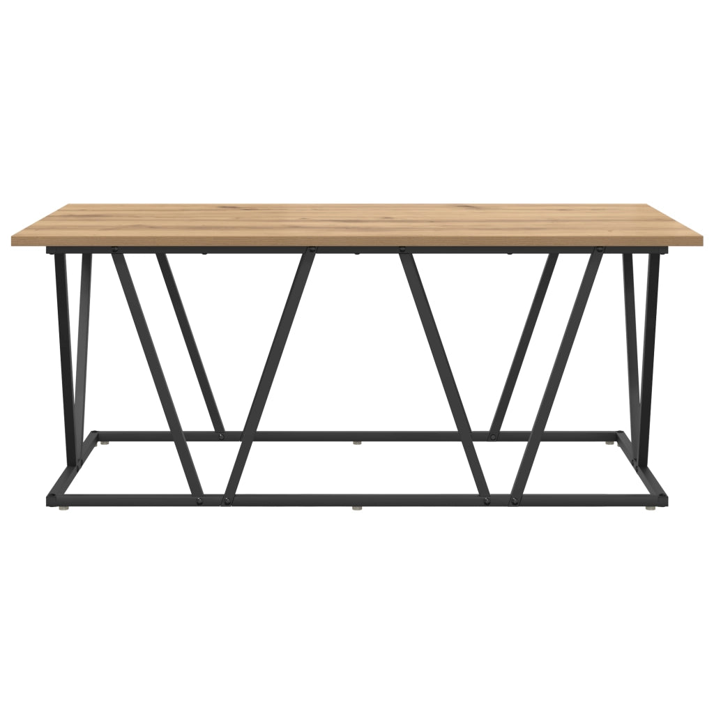 Tavolino da caffÃ¨  in rovere fatto a mano 100x50x40 cm in legno ingegnerizzato e metallo