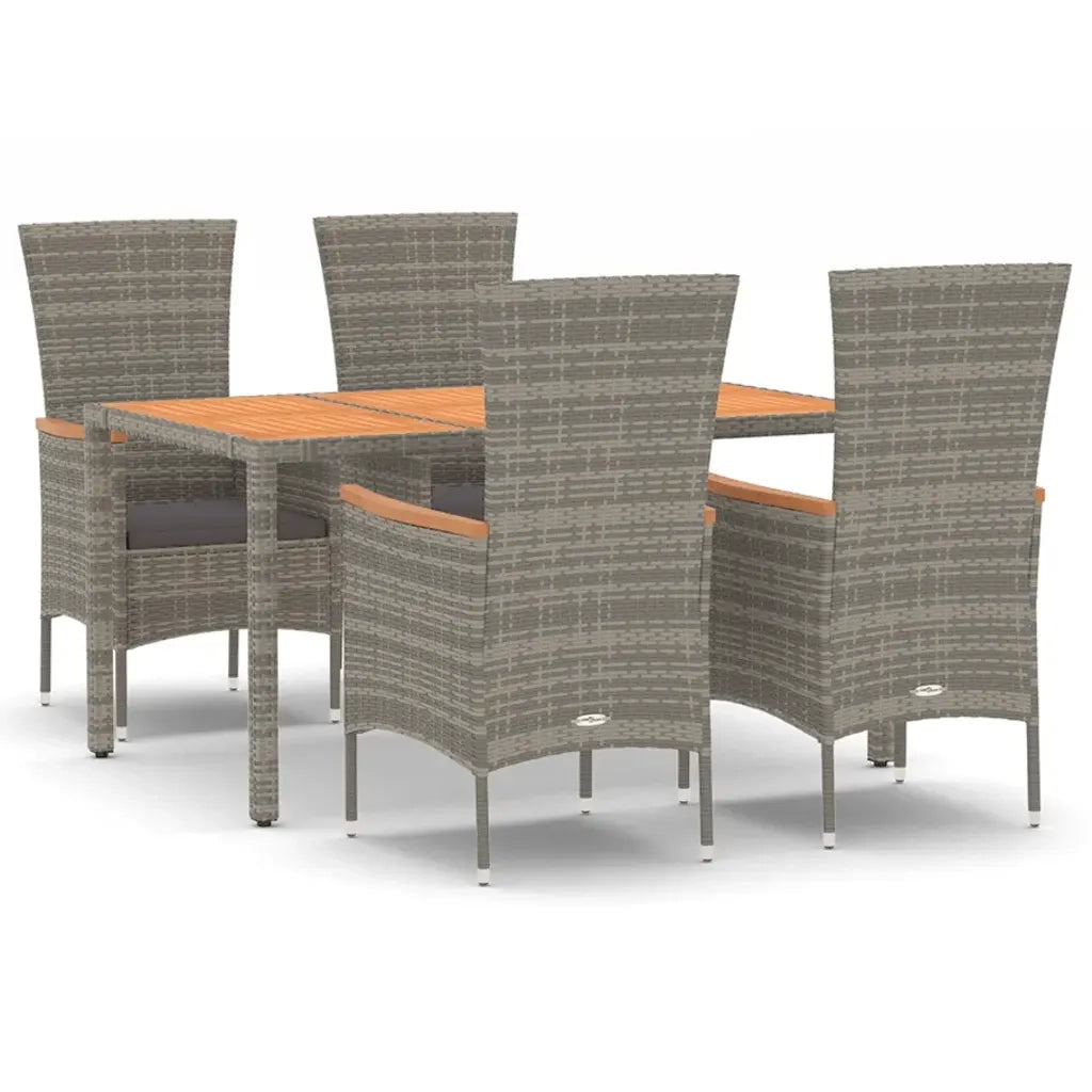 Set da Pranzo da Giardino 5 pz con Cuscini in Polyrattan Grigio 3157538