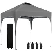 Gazeb0 da Giardino Pop-up Pieghevole 2,5 x 2,5 m con Altezza Regolabile, Sacca per il Trasporto Inclusa, Tessuto Oxford Anti-UV50+, Struttura in Acciaio, Grigio Scuro