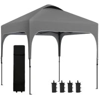 Gazeb0 da Giardino Pop-up Pieghevole 2,5 x 2,5 m con Altezza Regolabile, Sacca per il Trasporto Inclusa, Tessuto Oxford Anti-UV50+, Struttura in Acciaio, Grigio Scuro