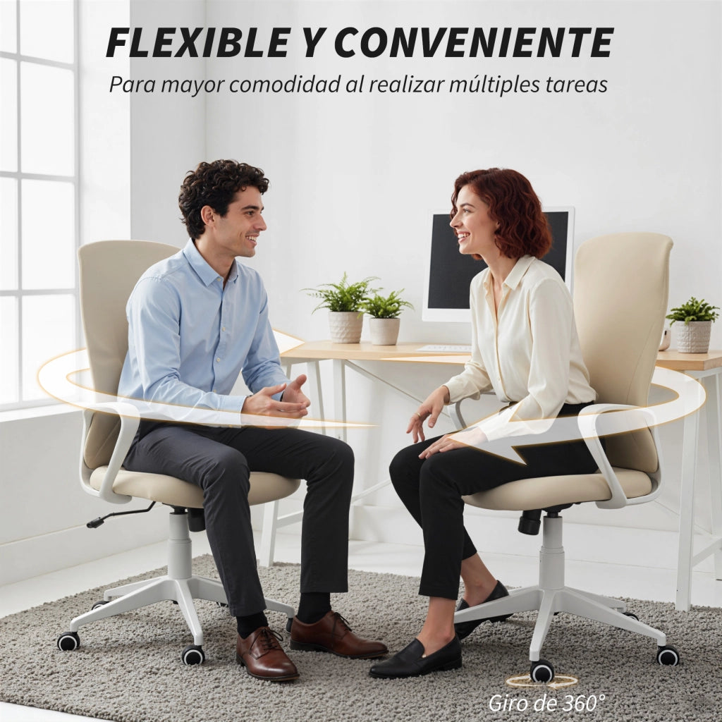 Sedia da Ufficio Girevole con Altezza Regolabile e Braccioli ¨C Zephmum ¨C 62x56x110-119.5cm Beige