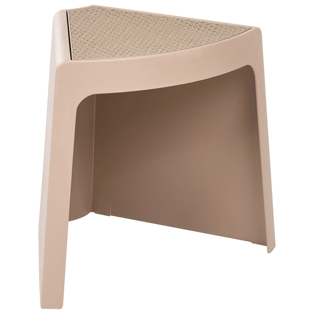 Set da 4 sgabelli da giardino in materiale sintetico beige sedute aggiuntive per patio poggiapiedi impilabili