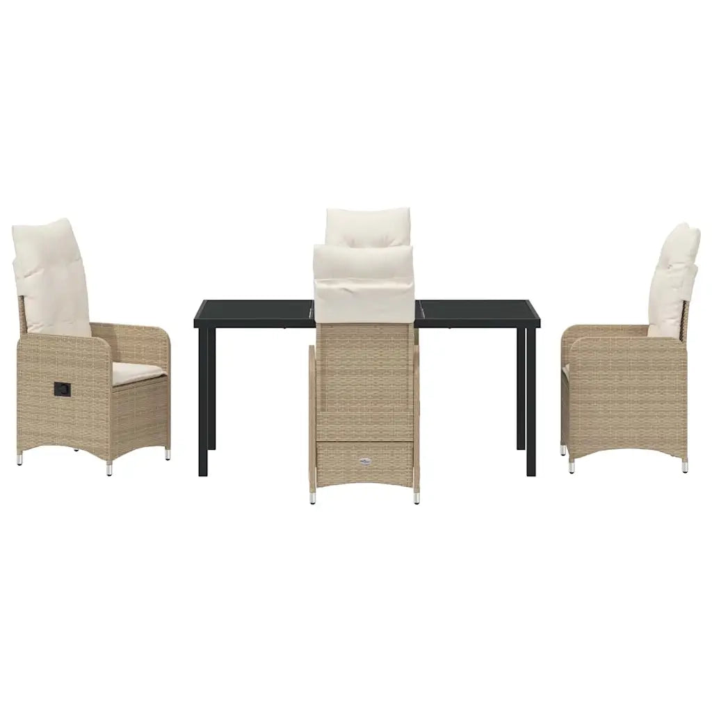 Set da Pranzo per Giardino con cuscino 5 pcs Beige polyrattan 3379656
