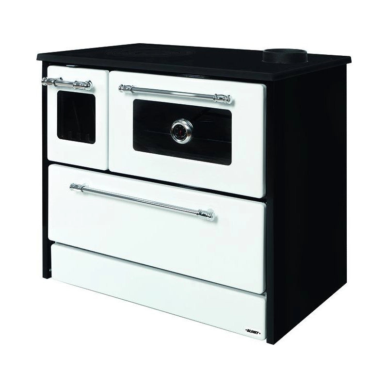 Cucina blinky a legna con forno, giusy porta vetro, bianca