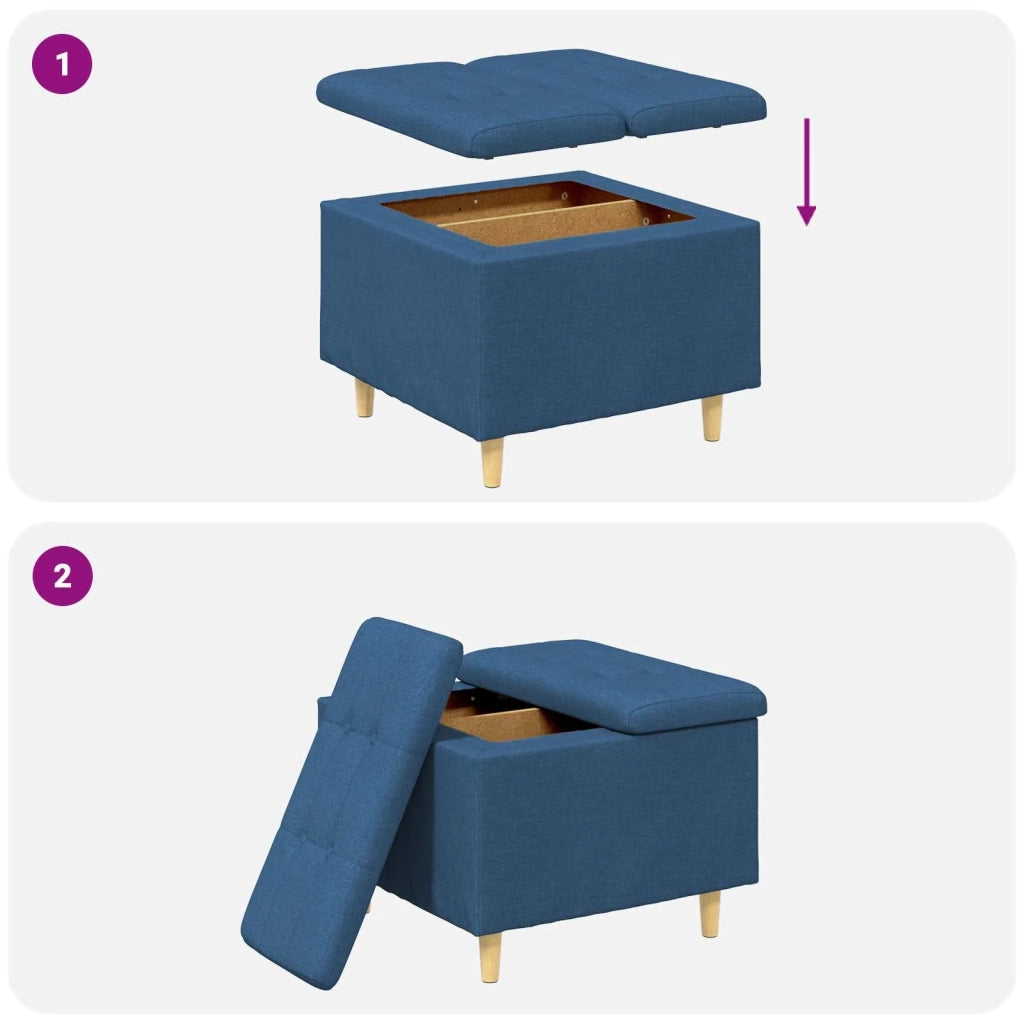 Pouf contenitore con cuscino Blu 60 x 60 x 45 cm Tessuto 876823