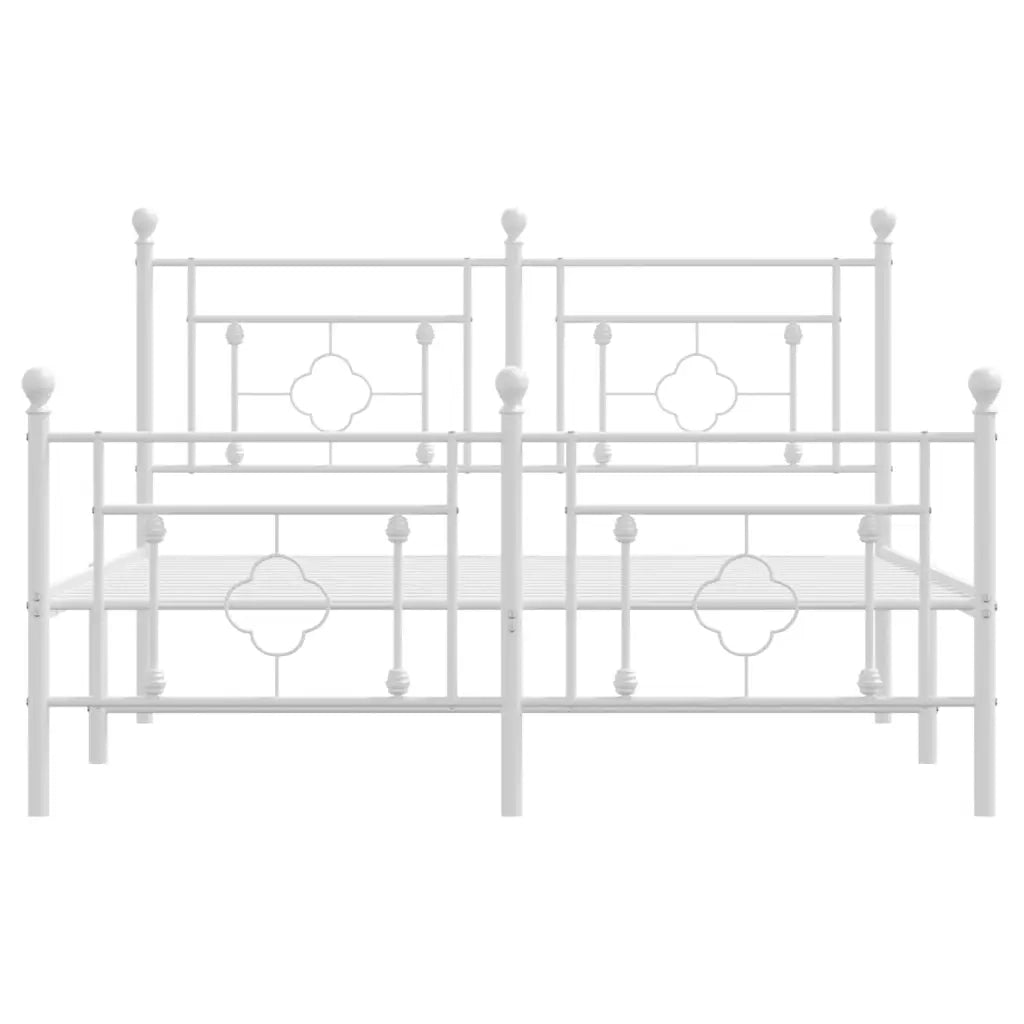 Giroletto con Testiera e Pediera-Struttura Letto Metallo Bianco 140x190 cm 810748