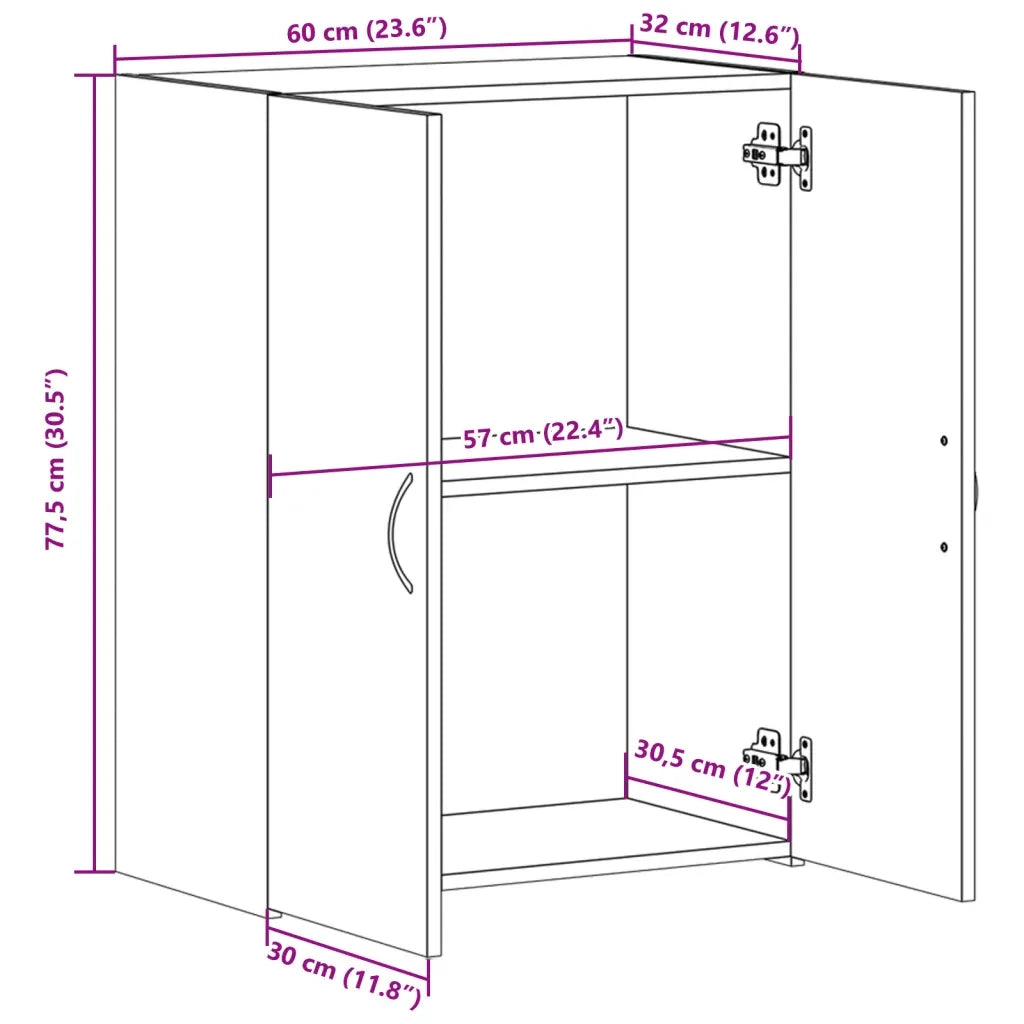Schedario Grigio Sonoma 60x32x77,5 cm in Legno Multistrato
