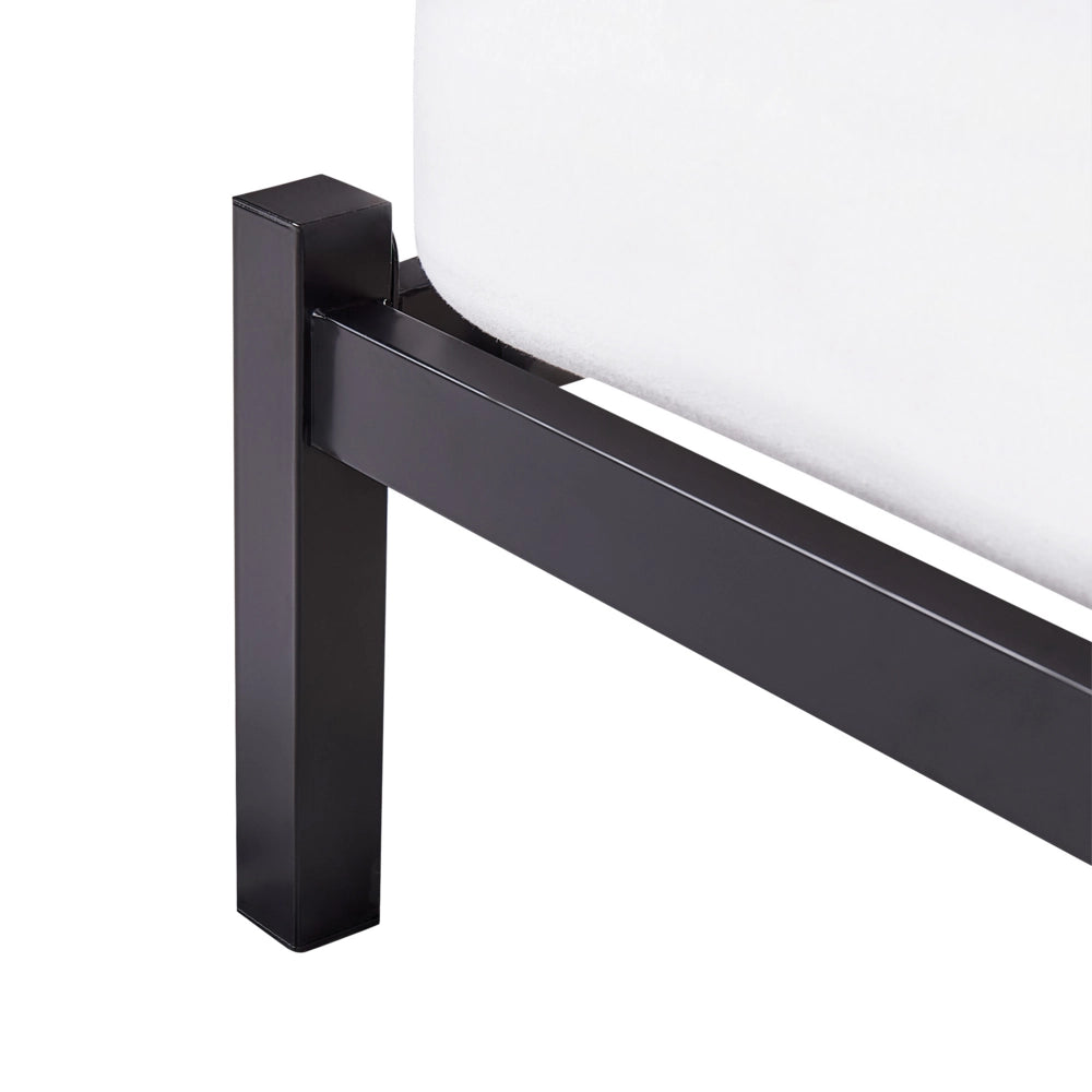 Letto in metallo Nero e Grigio 140 x 200 cm imbottita a doghe minimalista